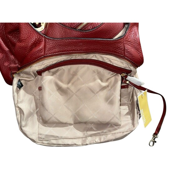 Michael Kors Fulton Pebble Leather Chain Bag Tote Purse Mahogany Red Burgundy - Picture 11 of 16
